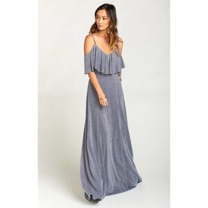 Show Me Your Mumu Renee Ruffle Maxi Dress Dancing Queen Shine Smoke NWT Hoco